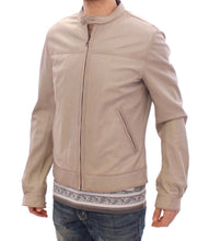 Beige Leather Jacket Biker Coat Dolce & Gabbana