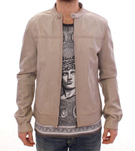 Beige Leather Jacket Biker Coat Dolce & Gabbana