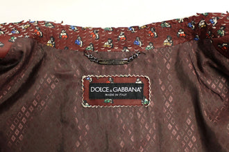 Bordeaux Leather Boxer Print Jacket Coat Dolce & Gabbana