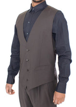 Brown Striped Stretch Dress Vest Dolce & Gabbana