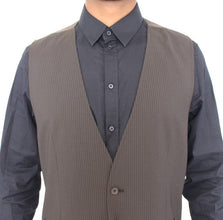Brown Striped Stretch Dress Vest Dolce & Gabbana