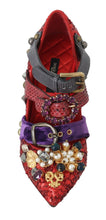 Red Sequined Crystal Studs Heels Shoes Dolce & Gabbana