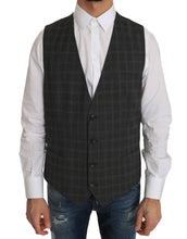 Gray Wool STAFF Checkered Stretch Vest Dolce & Gabbana