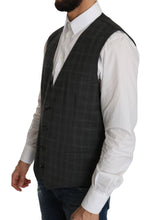 Gray Wool STAFF Checkered Stretch Vest Dolce & Gabbana