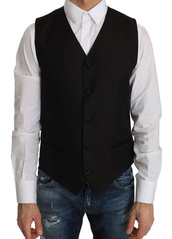 Black Silk Dress Waistcoat Dolce & Gabbana