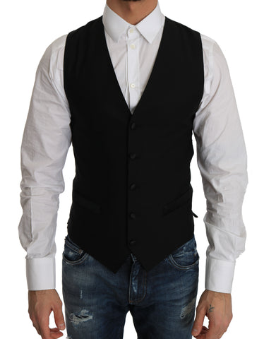 Black Wool Dress Waistcoat Dolce & Gabbana