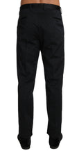 Black Cotton Brocade Formal Trousers Pants Dolce & Gabbana