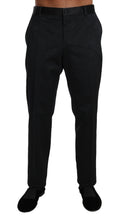 Black Cotton Brocade Formal Trousers Pants Dolce & Gabbana