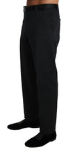 Black Cotton Brocade Formal Trousers Pants Dolce & Gabbana