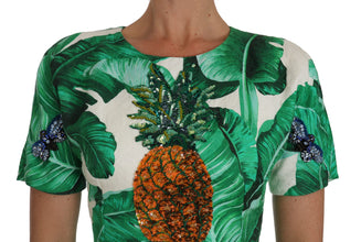 A-Line Banana Leaf Pineapple Crystal Dress Dolce & Gabbana