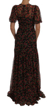 Black Floral Roses A-Line Shift Gown Dolce & Gabbana