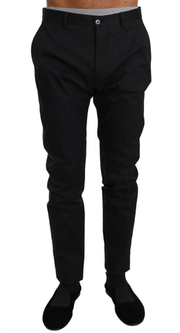 Black Cotton Stretch Formal Trousers Pants Dolce & Gabbana