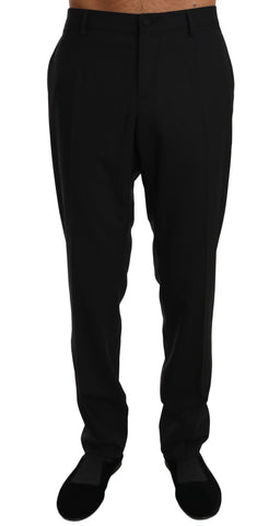 Black Wool Stretch Dress Trousers Pants Dolce & Gabbana