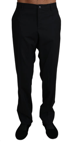 Black Wool Stretch Dress Trousers Pants Dolce & Gabbana