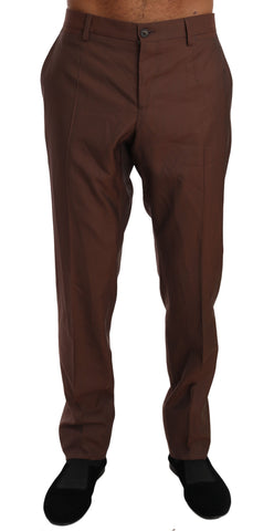 Brown Wool Silk Formal Trousers Pants Dolce & Gabbana