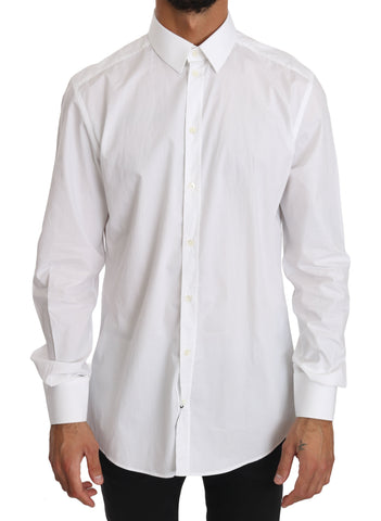 White Cotton GOLD Dress Shirt Dolce & Gabbana