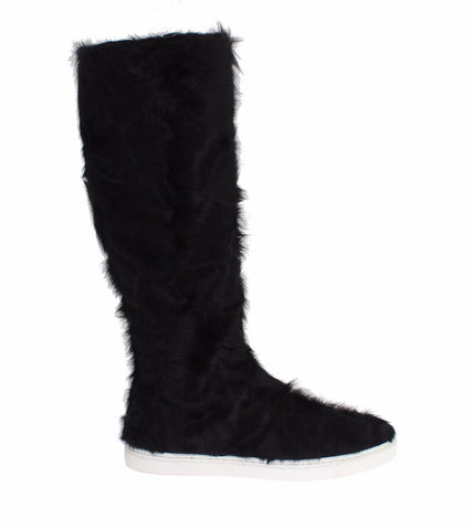 Black Xiangao Lamb Fur Leather Boots Dolce & Gabbana