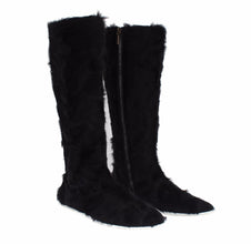 Black Xiangao Lamb Fur Leather Boots Dolce & Gabbana