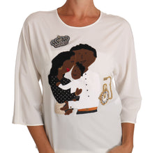 White Silk #dgfamily Crystal T-shirt Dolce & Gabbana