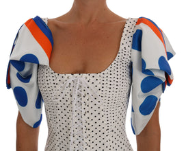 White Polka Silk Corset Bustier Top Dolce & Gabbana