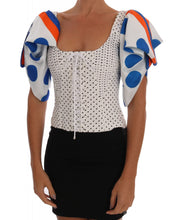 White Polka Silk Corset Bustier Top Dolce & Gabbana
