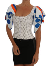 White Polka Silk Corset Bustier Top Dolce & Gabbana