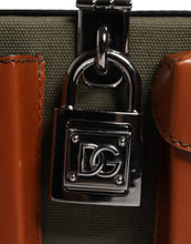 Dolce & Gabbana Green Brown Leather Clutch Purse Bag