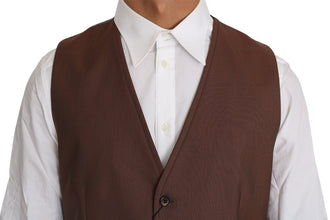 Brown Wool Silk Waistcoat Vest Dolce & Gabbana