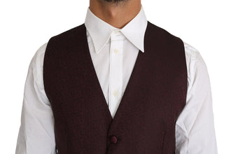 Purple Pattern Wool Silk Waistcoat Vest Dolce & Gabbana