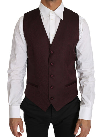 Purple Pattern Wool Silk Waistcoat Vest Dolce & Gabbana