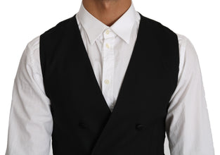 Gray Wool Double Breasted Waistcoat Vest Dolce & Gabbana