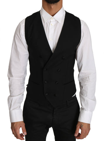Gray Wool Double Breasted Waistcoat Vest Dolce & Gabbana