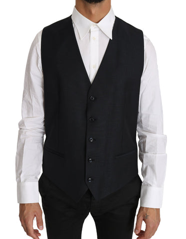 Gray Wool Silk Waistcoat Vest Dolce & Gabbana
