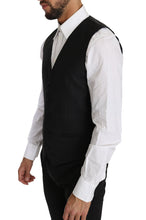 Black Solid Wool Silk Waistcoat Vest Dolce & Gabbana