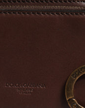 Dolce & Gabbana Brown Leather Zip Logo Keyring Coin Purse Keyring Wallet