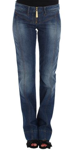 Blue Wash Cotton Stretch Boot Cut Jeans Cavalli