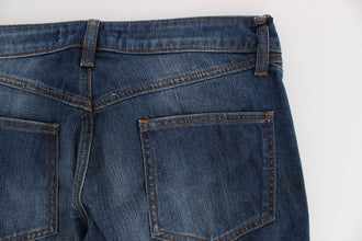 Blue Wash Cotton Stretch Boot Cut Jeans Cavalli