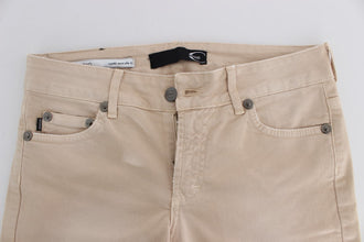 Beige Wash Slim Fit Cotton Stretch Jeans Cavalli