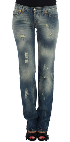 Blue Cotton Low Waist Jeans Cavalli