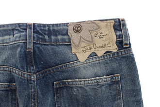 Blue Wash Torn Cotton Straight Fit Jeans Cavalli
