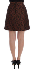 Brown Floral Brocade Mini Bubble Skirt Dolce & Gabbana