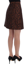 Brown Floral Brocade Mini Bubble Skirt Dolce & Gabbana
