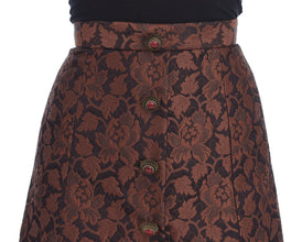 Brown Floral Brocade Mini Bubble Skirt Dolce & Gabbana
