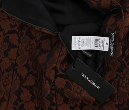 Brown Floral Brocade Mini Bubble Skirt Dolce & Gabbana