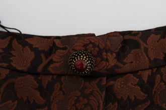 Brown Floral Brocade Mini Bubble Skirt Dolce & Gabbana