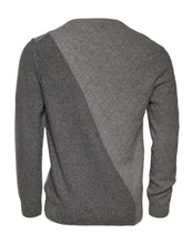 Ballantyne Gray Cashmere Argyle Intarsia Knit Crew Neck Sweater