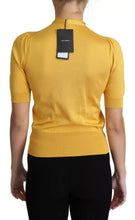 Dolce & Gabbana Yellow Silk Knit Pullover Ascot Collar Top