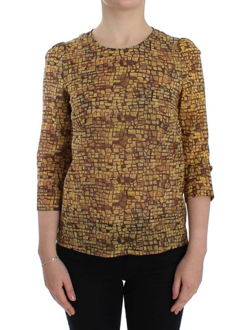 Multicolor Mosaic Print Silk Blouse T-shirt Dolce & Gabbana