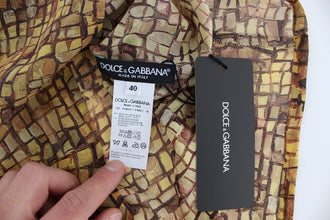 Multicolor Mosaic Print Silk Blouse T-shirt Dolce & Gabbana