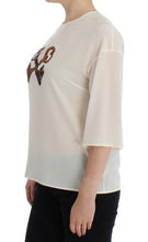 White Sequined Key Silk Blouse T-shirt Top Dolce & Gabbana
